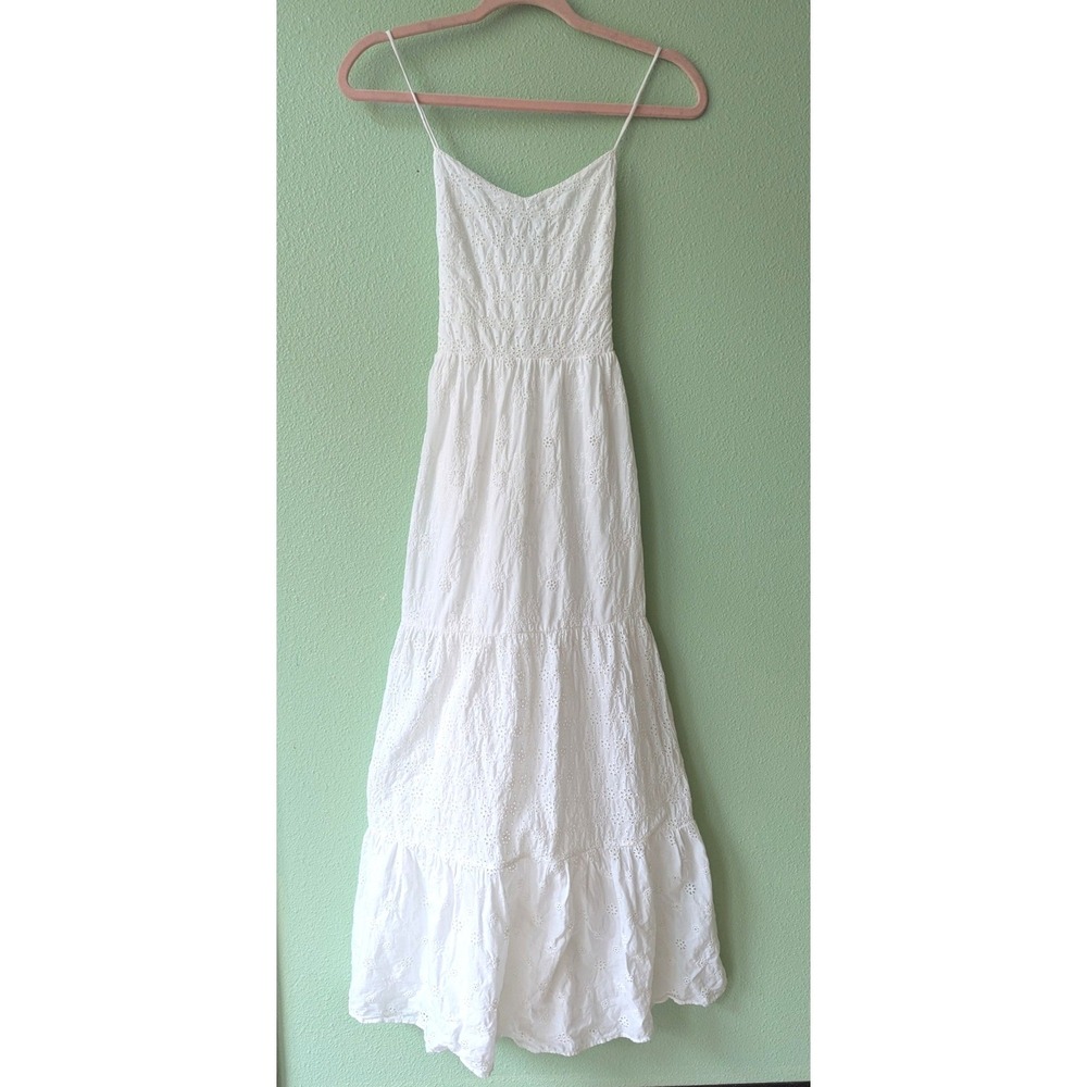 & Other Stories Paris Atelier White Eyelet Lace Up Maxi Dress Bridal Resortwear